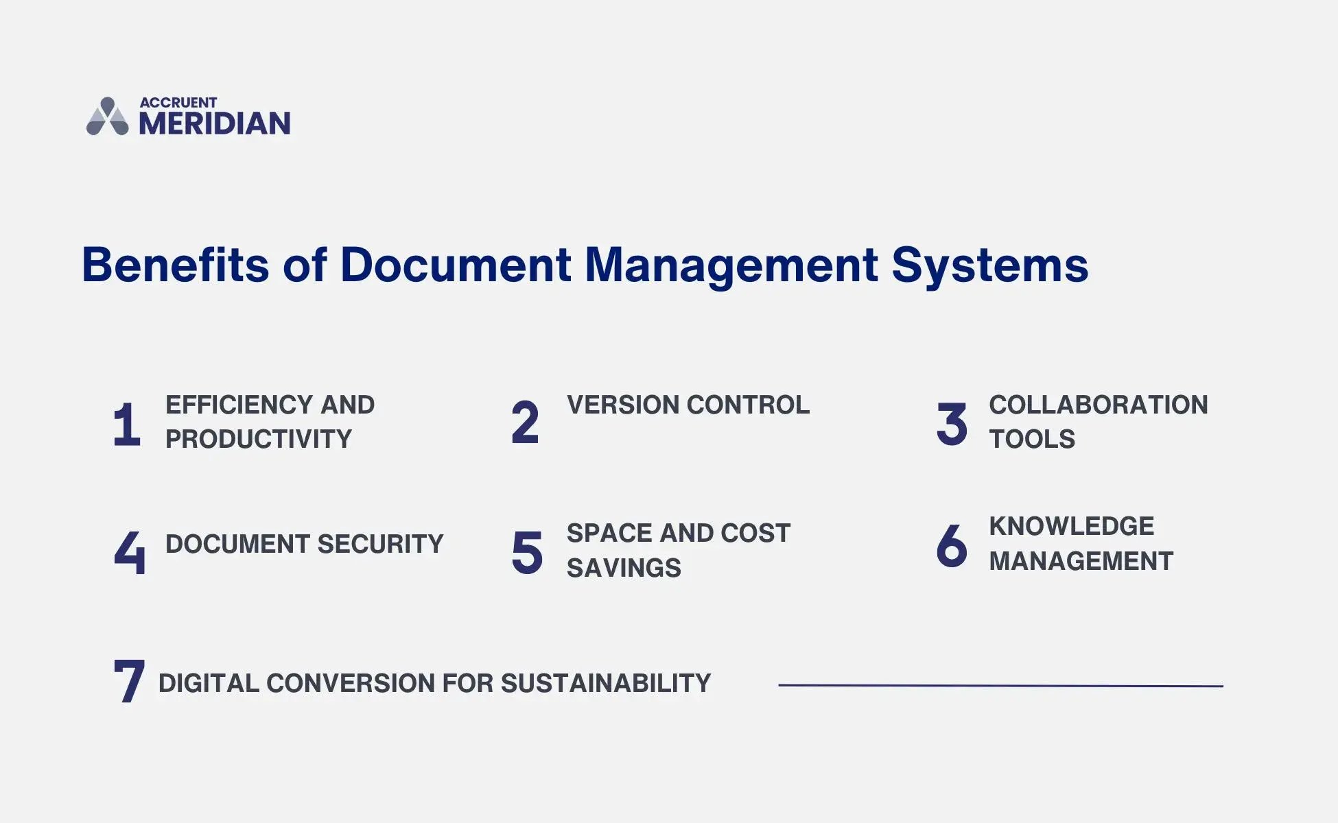 A graphic shows seven benefits of document management systems